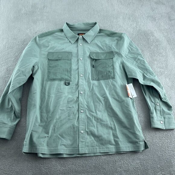 Bass Outdoor XXL Stretch Worker Shacket Lily Pad Green Cotton/Nylon NWT 5219 - Picture 1 of 10
